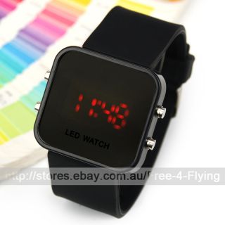 Classical 12 Mini Color Mirror Face LED Silicone Men Lady Sport Watch