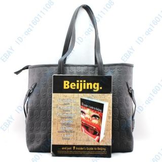 Womens Large Skull Print Black Faux Leather Shoulder Bag Handbag