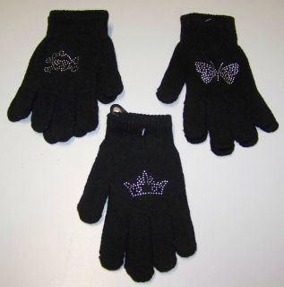 Restposten 13 Paar scharze Damen Handschuhe mit Strasssteinen 3 Motive