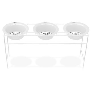 Platinum Pets White Triple Modern Diner Stand with Bowls   White