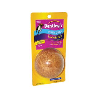 Dentley's Rawhide Compact Ball w/Chicken   3 ct   Traditional Rawhide   Rawhide & Chews