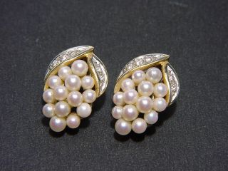 Phantastische Perlen Ohrclips Gold 585 mit Brillanten