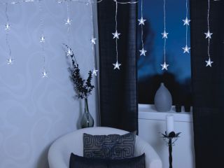 LED Stern Lichtvorhang 180x40cm 20 Sterne / Lichterkette / weiß