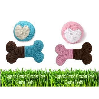 Hip Doggie Organic Crochet Dental Toys for Dogs   Bone and Ball Sets	   Dog   Boutique