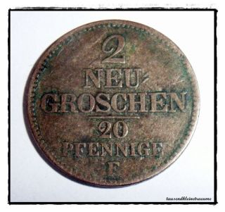 Münze SCHEIDEMÜNZE 1856 Sachsen 2 Neu Groschen 20 Pfennige E925