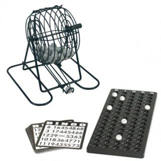 BINGO Spiel Set mit Bingo Mühle aus Metall und Zubehör