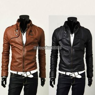 2012 Mode Männer PU Leather Jacket Herren Leder Mantel Jacke Coat