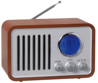 Denver TR 37 Retro Radio  CD Wecker Thermometer Holz