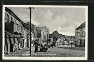 tolle AK Pr. Eylau, Markt, Kirchenstraße, Rathaus 1937