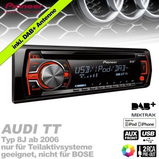 Pioneer USB Digitalradio+RGB Color+DAB Antenne+Adapter für Audi TT/8J