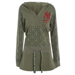 Damen Pullover New York Yankees Khaki Grün Bedruckt Kapuze Lang Top