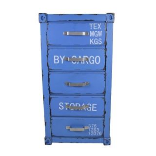 Schubladenschrank blau 5 Laden Container Schrank Kommode Nachtschrank