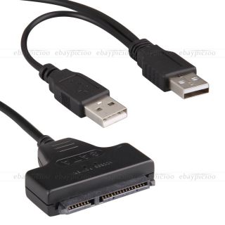USB 2.0 auf SATA 7+15 Pin Adapter Kable f. Laptop 2.5 HDD Festplatten