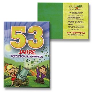 Archie Geburtstagskarte zum 53. Geburtstag Junge Mädchen gelb