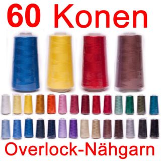 60 Konen Overlock Nähgarn 40/2 3000Y   freie Farbwahl   Garn für