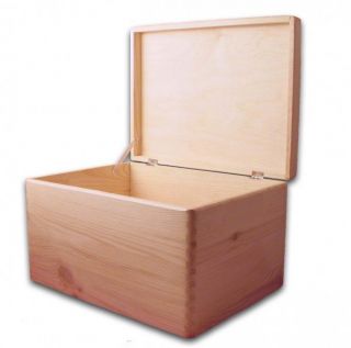 Aufbewahrungsbox/ Holzkiste mit Deckel ohne Grifflöchern Kiefer, Gr