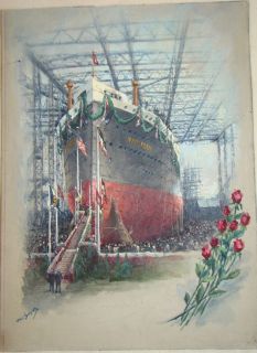 Hans BOHRDT (1857 1945) HAPAG Dampfer New York beim Stapellauf 193