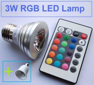 RGB Led Lampe E27 3in1 16 Farben Spot 3W, Fernbedienung + Adapter E27