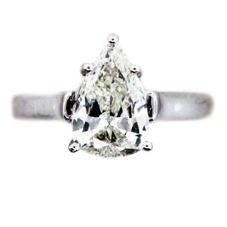 Estate Platinum 1.68ct Pear Shaped Diamond Engagement Ring