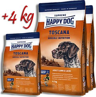 2x12,5+4 29 kg Happy Dog Supreme TOSCANA Hundefutter mit Lamm & Lachs