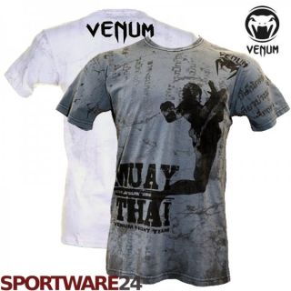 Venum T Shirt Muay Thai Flying Knee grau/weiß S/M/L/XL/XXL MMA UFC