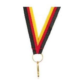 Medaillen Band schwarz/rot/gold, schmal 10 mm Sport