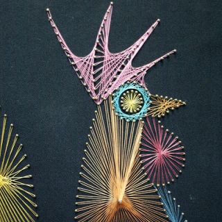 Fadenbild Hahn 70er, Psychedelic, Pop Art