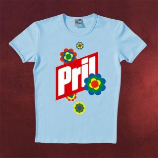 Frühlingshaftes Pril Logo T Shirt mit typischem Blumen Spülmittel
