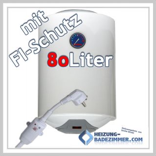 Warmwasserspeicher Boiler Speicher 80 Liter m. FI Schutzschalter