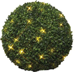 Buchsbaum Kugel 25 cm kuenstlich mit LED Beleuchtung 24 Lichter