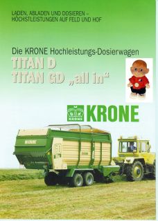 Krone Lade Dosier Wagen Titan D + GD 07/98~Prospekt~