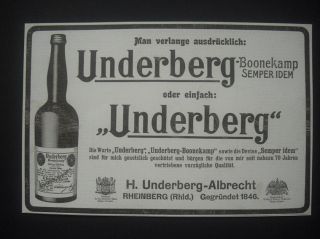 Underberg Boonekamp Semper Idem Albrecht Rheinberg Magenbitter Reklame