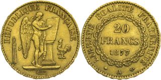 C97 Frankreich 20 Francs 1877 Dritte Republik 1870 1940 Gold