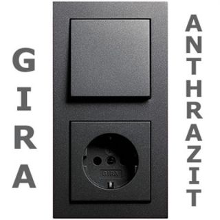 GIRA Schalter Steckdosen Set ; Serie E2 , Farbe anthrazit unterputz