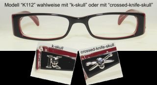 Brille komplett mit Totenkopf Emblem, Skull, Gothic 112