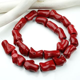 1Strang Perlen aus rot Koralle Edelstein loose Beads Zweig f. Kette