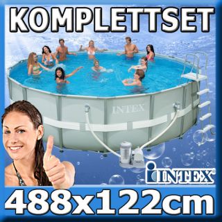 INTEX Schwimmbecken Swimming Pool Schwimmbad Stahlwand 488x122