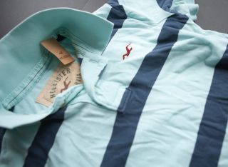 Hollister% by %Abercrombie%Fitch% blue stripe Polo Shirt hemd rugby T