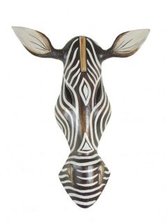 Afrika Maske Zebra Wandmaske Braun Asien Holz 50cm 01
