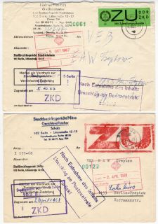 DDR ZKD 60er Jahre, 10 Dienstbriefe mit ZU Marken/Stempeln