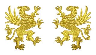 Paar Applikationen Wappen Adler 11 x 6cm Farbe Lurex Gold