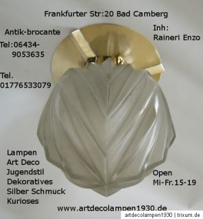 Lampe art deco Deckenlampe  um 1920  Art Deco Glas Sabino  Genet