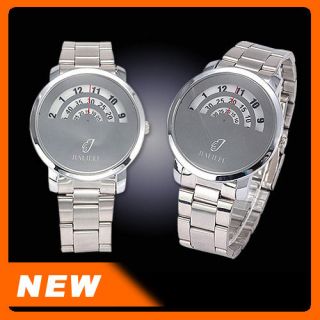 NEU weisse Design Silber Herrenuhr Damenuhr Quarz Uhr Stahl Armbanduhr