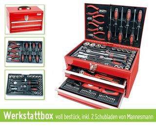  Werkzeugset Werkzeugkasten mit 2 Schubladen Mannesmann 155 teilig