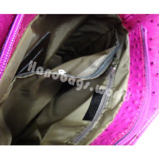 Ladies Italian Genuine Leather Ostrich Print Backpack Shoulder Tote