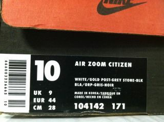 Citizen White/Gold Grey Black Sz.10 104142 171 Original Air Max