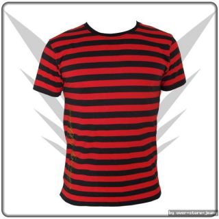 FancyBeast Schwarz Rot Clubwear Streifen T Shirt Gr.M