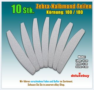 10 Stk. Zebra Halbmond Feilen BREIT  Nagelfeile 100/180