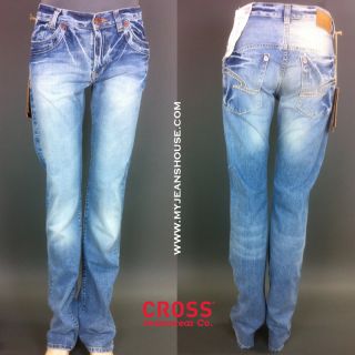 Cross Lorenzo W28 L34 189 186 helle blaue Jeans Used Wash Relax Fit