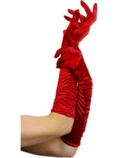 Handschuhe lang Rot glänzend lange rote Kostüm Fasching